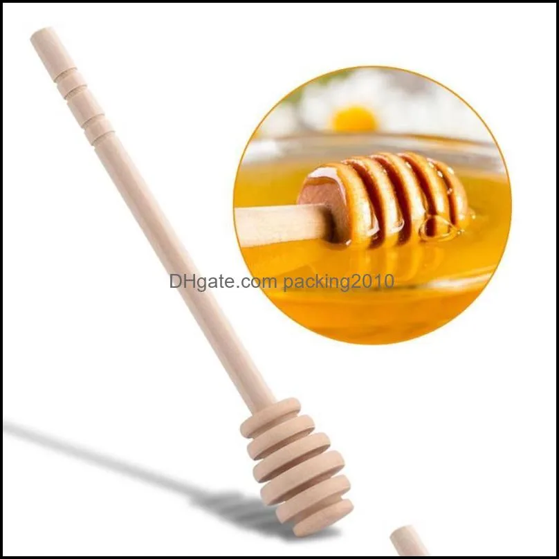 Spoons 50Pcs Long Handle Wood Honey Spoon Mixing Stick Dipper Extractor For Jar Coffee Milk Supplies Kitchen Tools