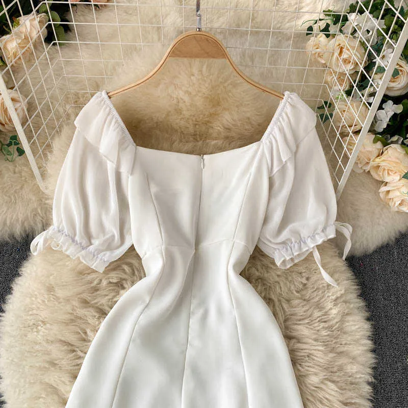 Lace-up Mini Dr with Sweet Bow-tied Short Sleeves - Ele A-line Style for Women's Summer Parties and Everyday Summer wear for women (210603) Lace-up Mini Dr with Sweet Bow-tied Short Sleeves - Ele A-line Style for Women's Summer Parties and Everyday Summer wear for women (210603)