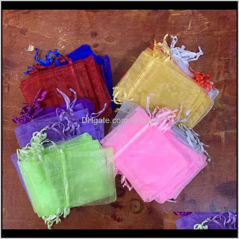 100pcs/more organza gift bag 7x9cm satin drawstring organza bag wedding party gift jewelry watch bag#45