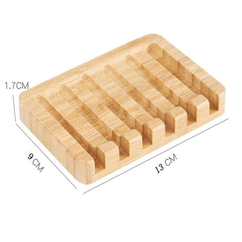 13x9x1.7cm Bamboo Soap Dishes Soaps Tray Holder Dish Storage Bath Shower Plate