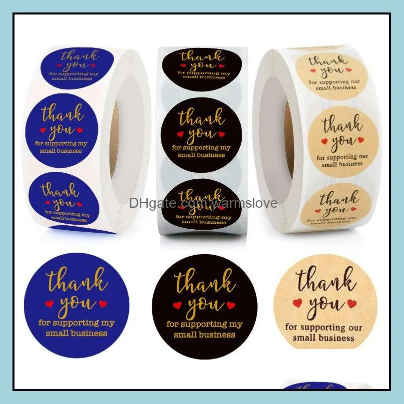 500 pcs/roll Round Thank you Labels stickers 1.5 -inch coated paper baking take-out decorative gift custom seal sticker