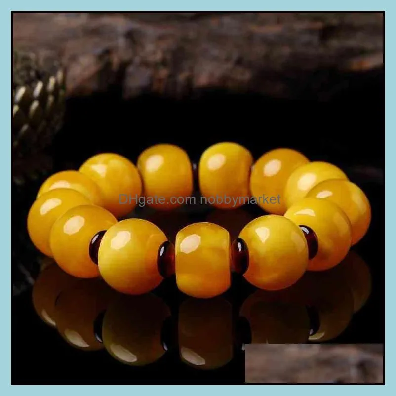 Factory Outlet Amber Strands Chicken Butter Yellow Beeswax Bucket Beads Bracelet