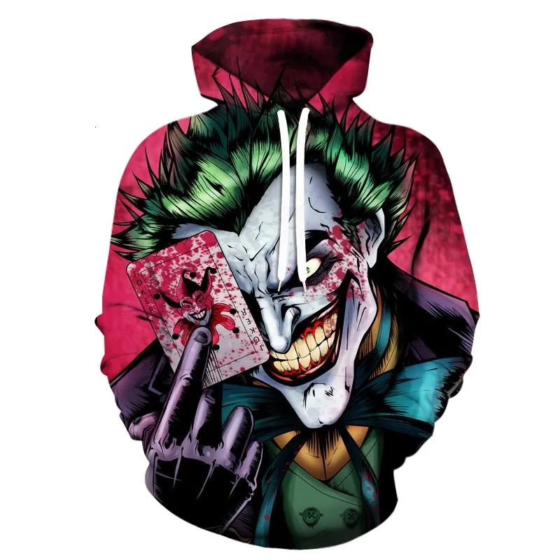 Wiosna i jesień Halloween Clown 3D Digital Print Hoodie sweter Luźna Kurtka Baseball