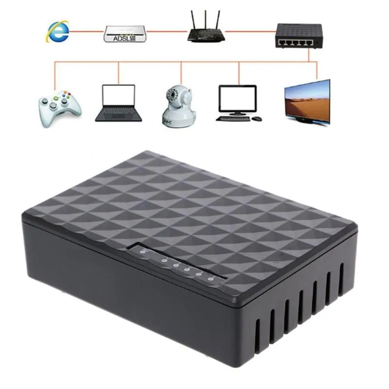 Hubs 5 Ports Splitter Adaptörü RJ45 Hızlı Ağı Dock Siyah