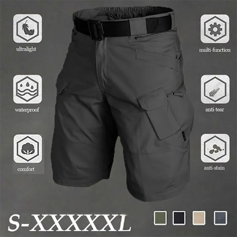 Große Größe 5XL Klassische Taktische Shorts Männer Im Freien Wasserdichte Militärische Tarnung Multi-Pocket Herren SWAT Cargo 210713