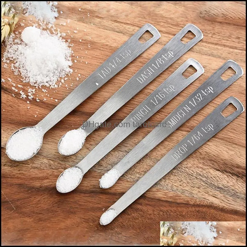 5 Pcs Durable Stainless Steel Measuring Spoon Tableware Sauce Home Cuchara Medidora Kitchen Scales Baking Tool Mini Measuring Spoon