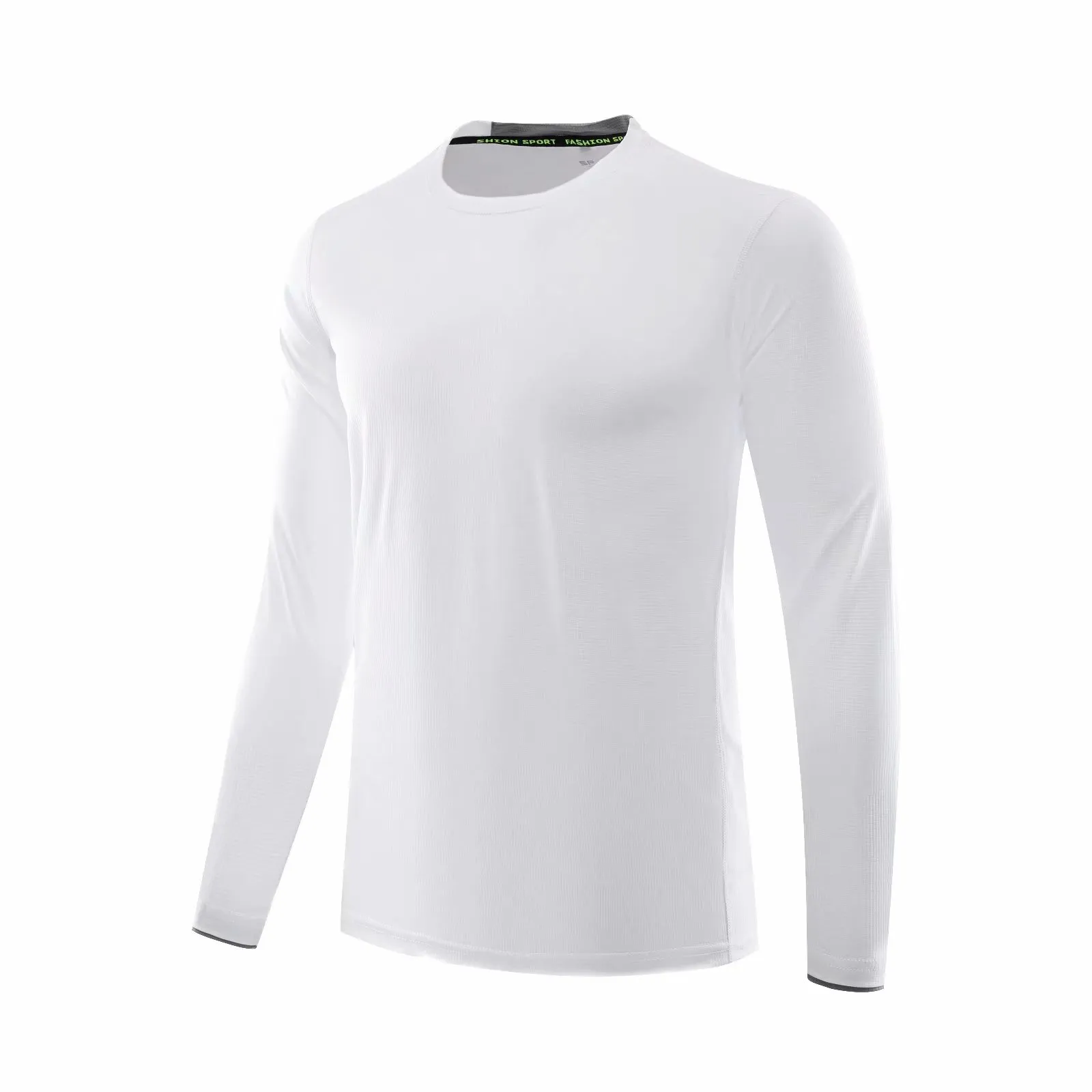 White Long Sleeve Running Shirt Men Fitness Gym Sportswear Fit Quick dry Compression Workout Sport Top