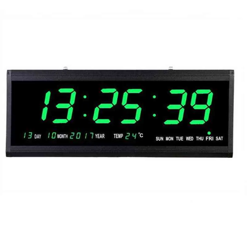 Duży cyfrowy zegar ścienny LED Kalendarz Temperatura Temperatura Wyświetlacz biurkowy Zegary elektroniczne Zegary LED z wtyczką EU / US / UK 211111