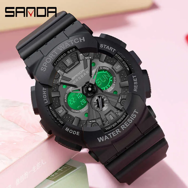 SANDA New Design Women Watches Multifunction Fashion Sport G style Watch Analog Digital Watch Original Brand Relogio Feminino G1022