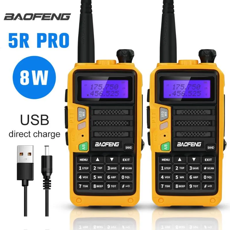 Baofeng Walkie Talking UV-5R Pro Portable Ham Radio VHF / UHF 220-260 МГц Высокая мощность 8W Tri-Band FM Transceer Talkie Talkie