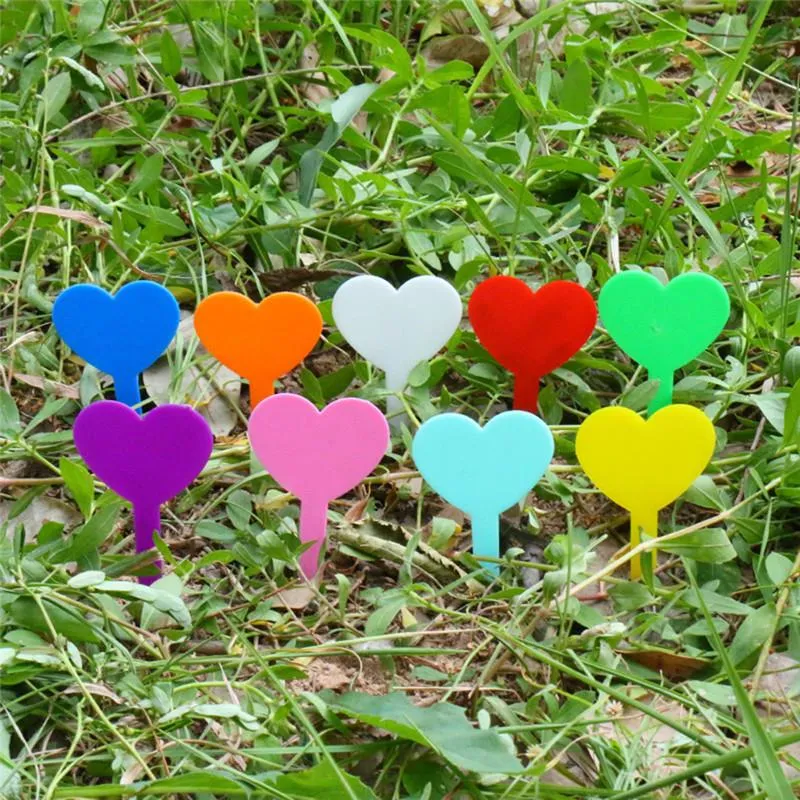 Label Plastic Plant Type Garden Flower Plant Pot Thicken Plastic Plant Tags Heart-shaped Gardening Tags YQ01640