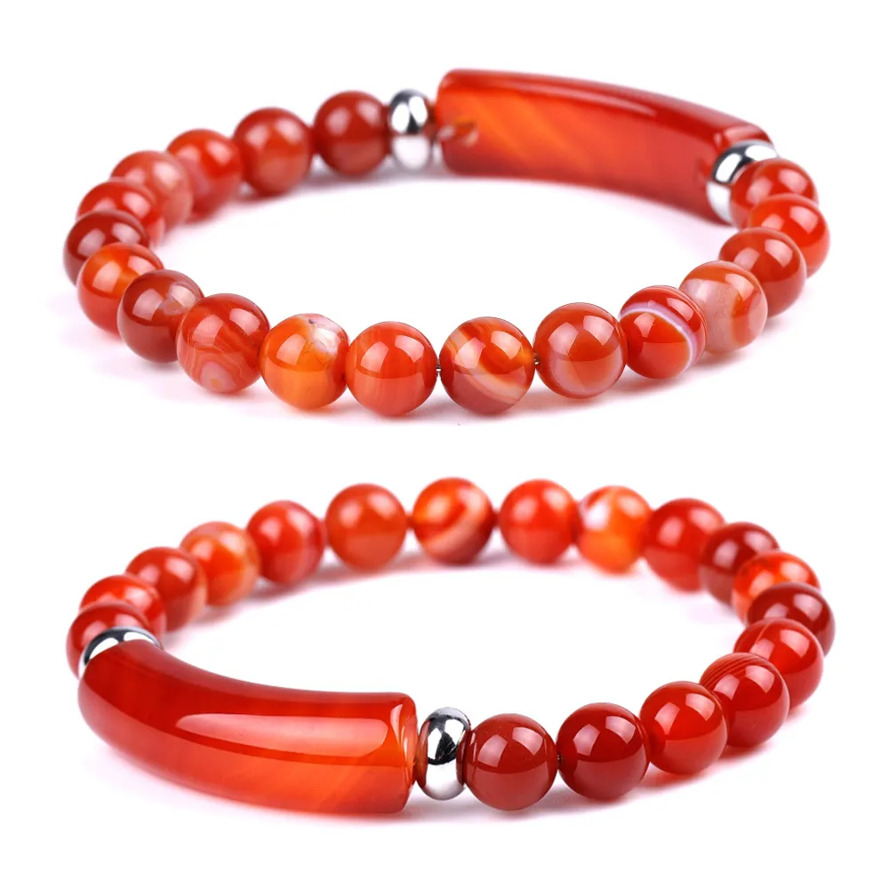 Arco in pietra naturale Occhio di tigre Nero Onice rosso Quarzo rosa Bracciale Moda Donna Uomo Braccialetti con ciondoli elasticizzati Gioielli