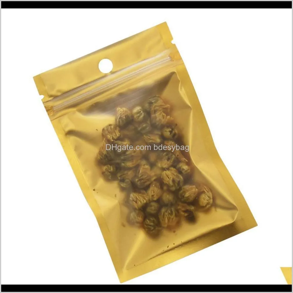 7.5x12cm matte clear sivler/golden zipper package bags resealable plastic aluminum foil food bag heat sealable zip mylar pouch