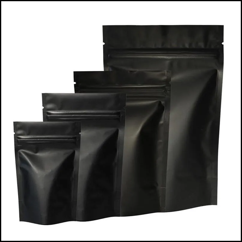 تعبئة أكياس Office School Business Industrial Industrial Heat Seip Backage Aluminium Foil Mylar Tear Notch Matte Black Stand Up Bag بالجملة