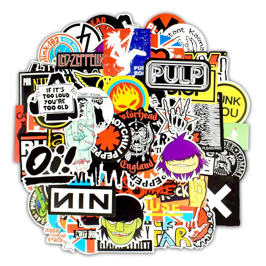 Rock Band 100 Stickers Lot Punk Music Heavy Metal Bands Sticker Decal 