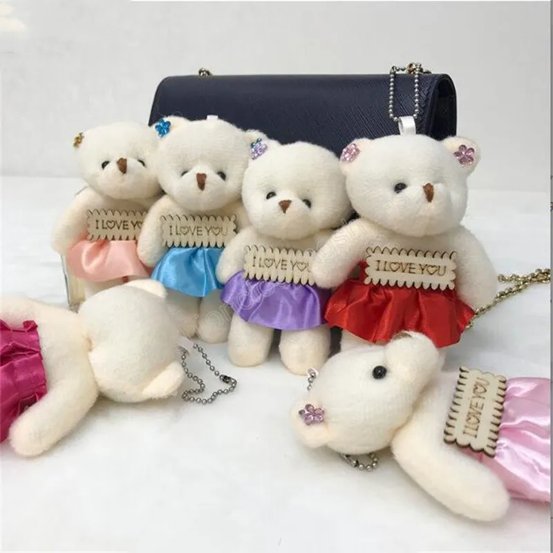 Julklapp Ny 12cm PP Bomull Barnleksaker Plush Doll Mini Small Teddy Bear Flower Buketter Bär för bröllop