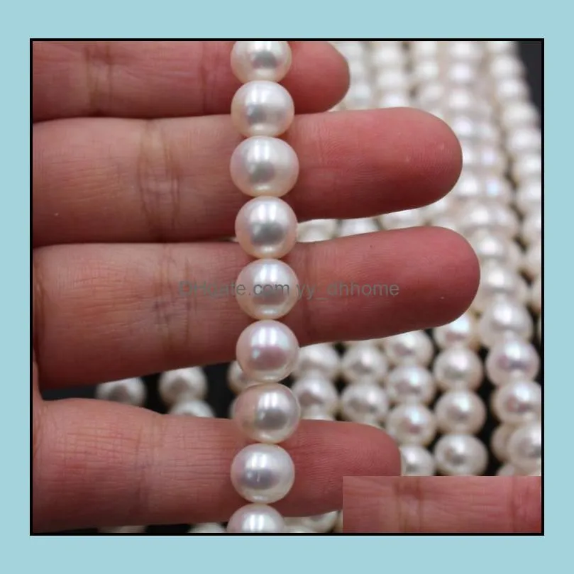 9-10mm White Natural Pearl Beaded Necklace 36cm Bridal Jewelry Gift Choker Wholesale of Semi-finished Products