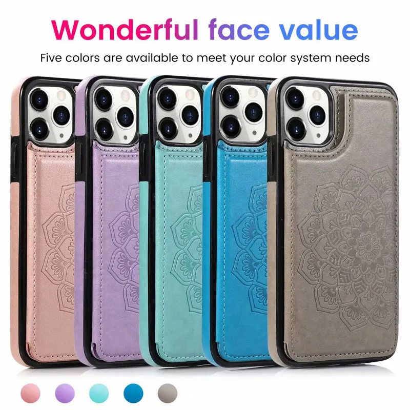 Double Button Mandala Stamping Phone Back Cover Case for iphone 14 13 12 11Pro Max XR XS 8 7 6Plus