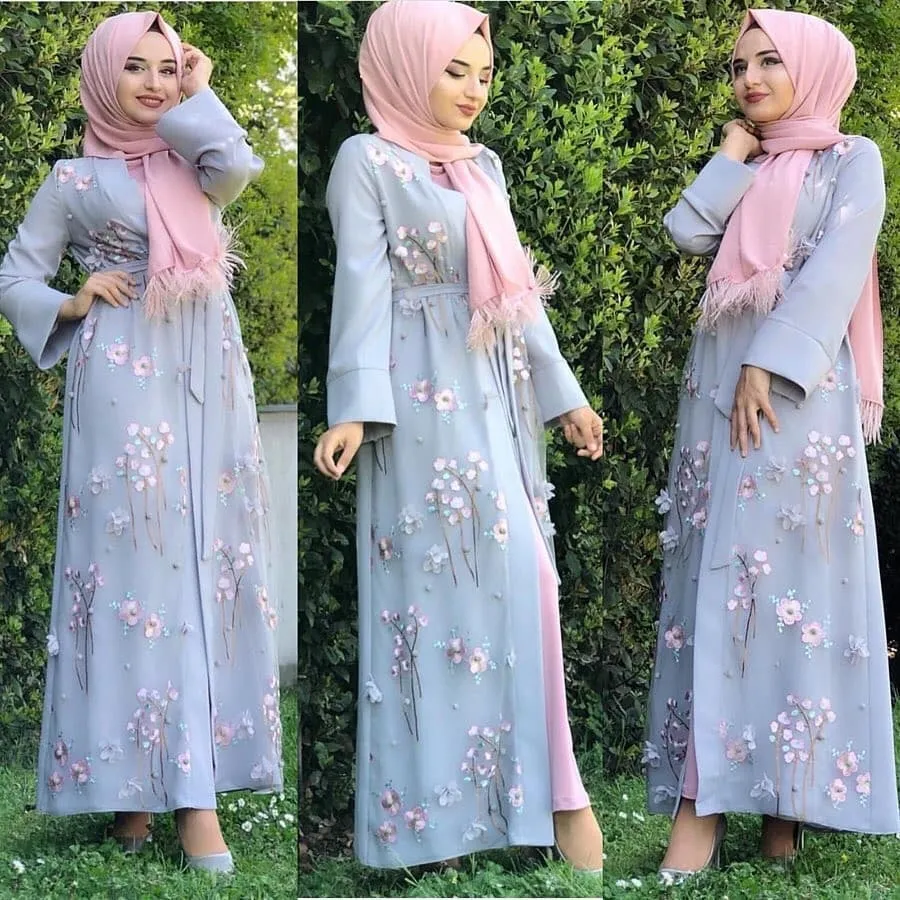 Floral Abaya Turc Kimono Dubai Muslim Hijab Robe Abayas Pour Femmes Kaftan Caftan Marocain Priere Vetements Islamic Vetements Robe Femme Du 74 17 DHgate