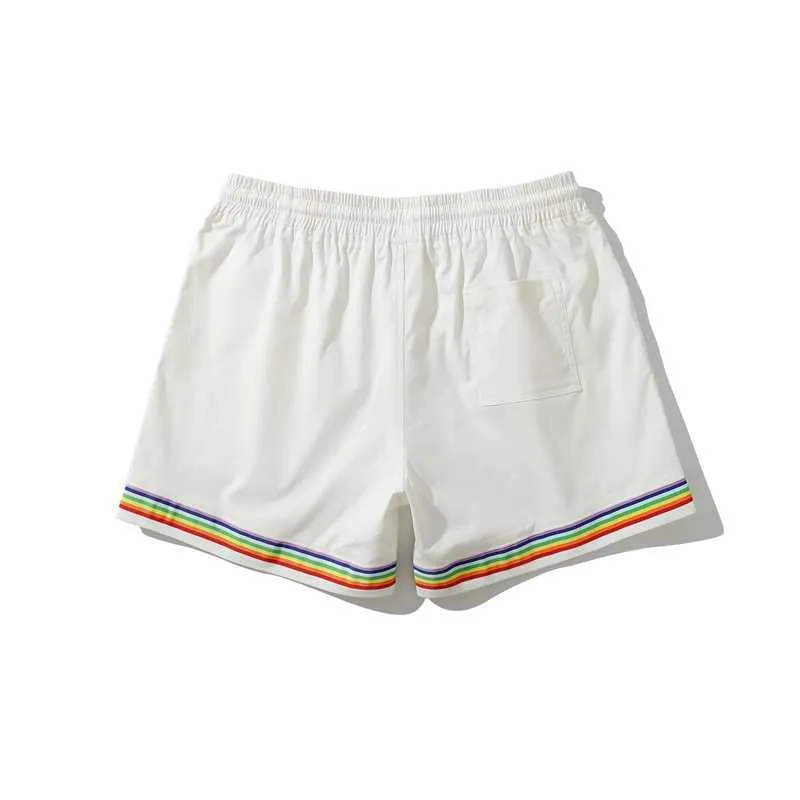 White shorts with rainbow stripe clearance