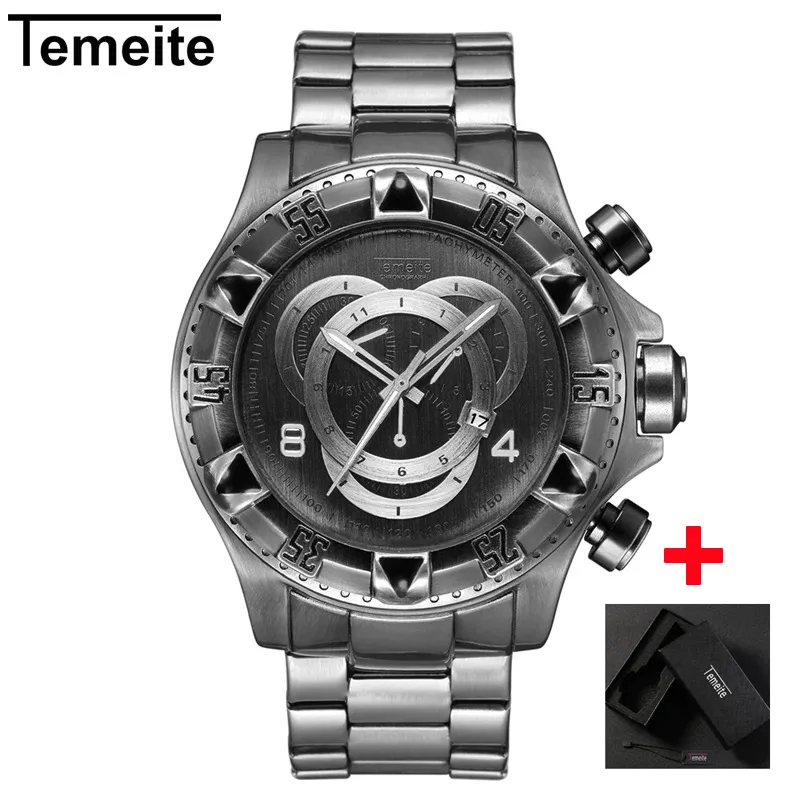 Relogio Top marque de luxe mode TEMEITE rétro Bronze montres à Quartz hommes montre armée militaire montres étanche mâle Clock2022