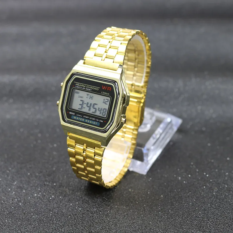 Retro Style Mens Digital Silver Watch With Rose Gold And Silver 