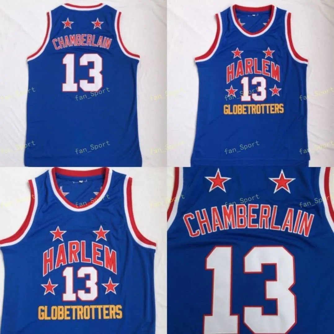 Harlem Globetrotters Wilt 13 Chamberlain Movie Basketball Jerseys Sale Team cor azul All Stitched Chamberlain