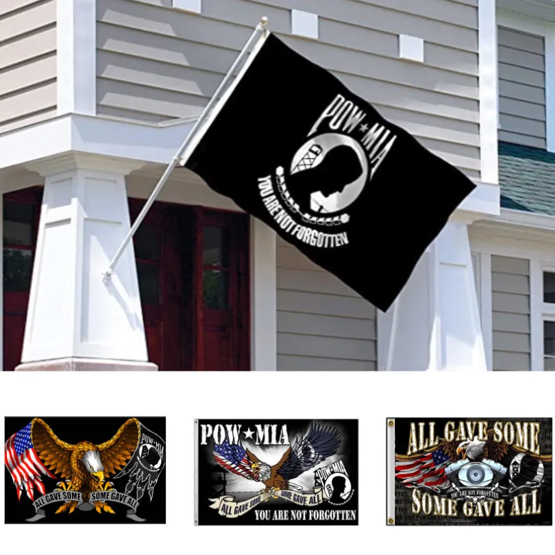 3 X5 Ft POW MIA Flag Vivid Color And Fade Proof - Canvas Header Banner Flags You Are Not Forgotten Prisoner Of War Flags Polyester With Brass Grommets Outdoor HH21-288