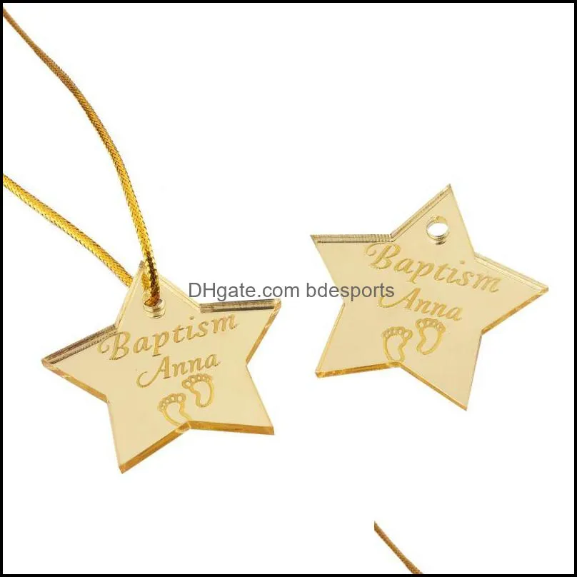 Party Decoration 20/50/100Pcs Personalized Tag Engraved Mirror Acrylic Star Wedding Table Name Baby Baptism Custome Gift