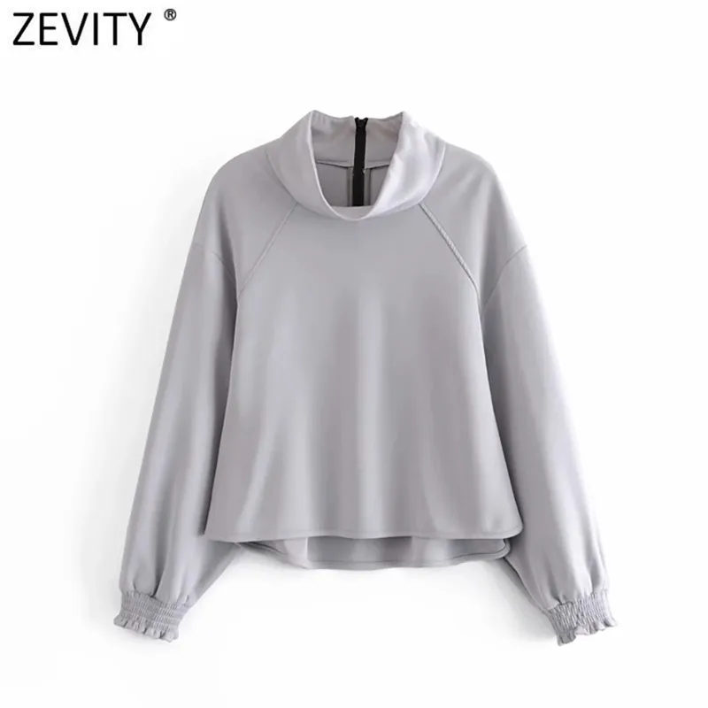 Femmes mode coloride solide arrière zipper décontracté lâche asymétrique sweatshirts féminins de marque chic de base tops H518 210420