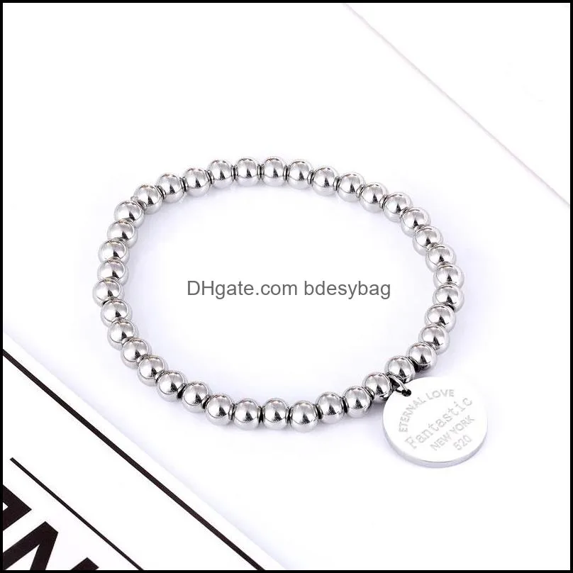 Anklets Stainless Steel Elastic Rope Bead Bracelet For Women Round Charm Fantastic