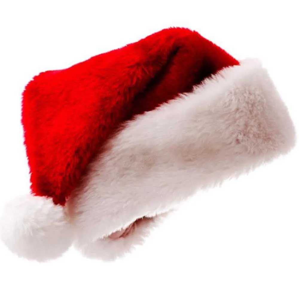 100 pcs veludo chapéu de santa com pelúcia borda adulto criança christmas festa tampão celebração grande evento favores presente vermelho