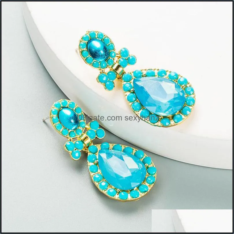 S2311 Fashion Jewelry S925 Silver Post Water Drop Dangle Earrrings Rhinstone Stud Earrings