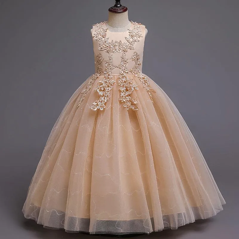 Girl's Dresses Girl Wedding Party Dress Europe And The United States High-End Birthday Long Prom Performance Princess Kids Clothing