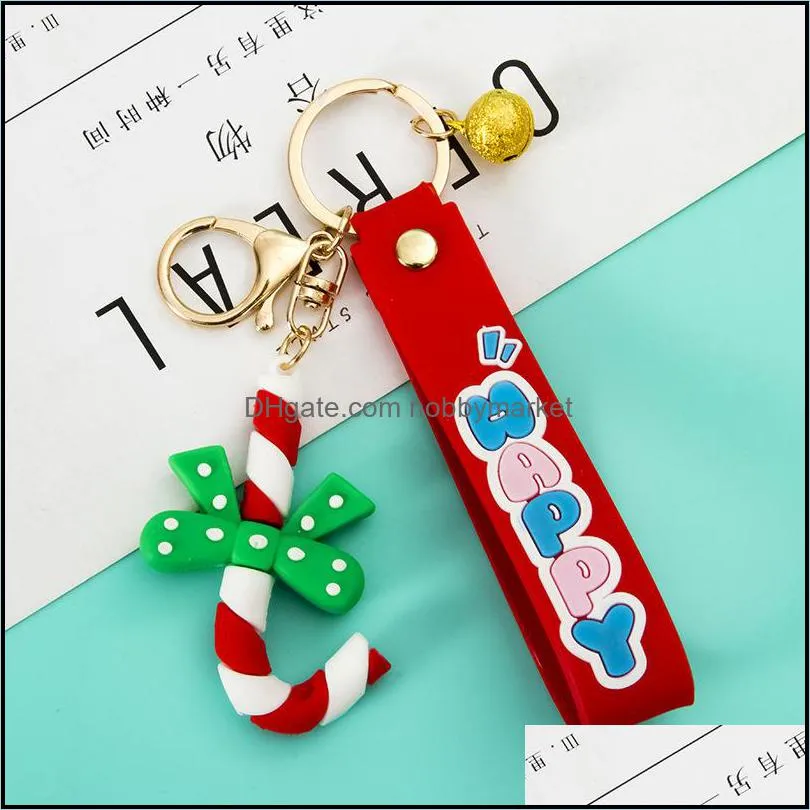 Christmas Series Soft Rubber Keychain Cartoon Santa Claus Snowman Elk Stereo Key Pendant Bag Gift