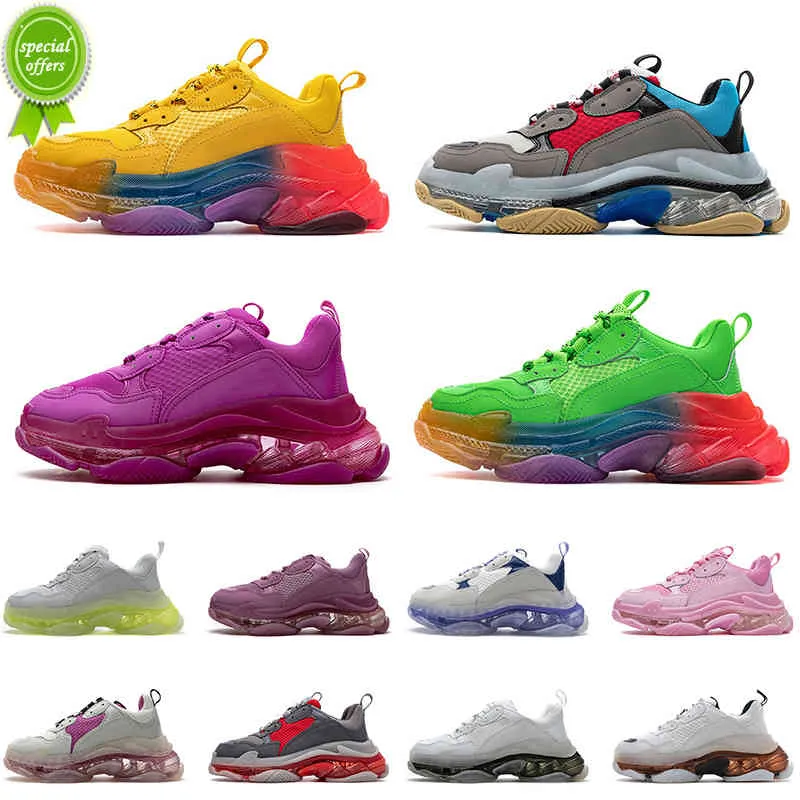 36-45 2021 Üçlü S Sneakers Rahat Kadın Erkek Baba Temizle Taban Ayakkabı Luxurys Tasarımcılar Ayakkabı Paris 17fw Vintage Parça Kristal Dipleri Tenis Sporları