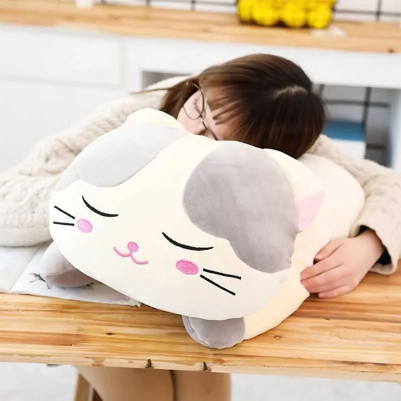 40/60cm Kawaii Soft Fat Cats Big Hugging Pillow Cushion Cat Stuffed Animals Plush Sleeping Toys for Kids Children Birthday Gifts Q0727