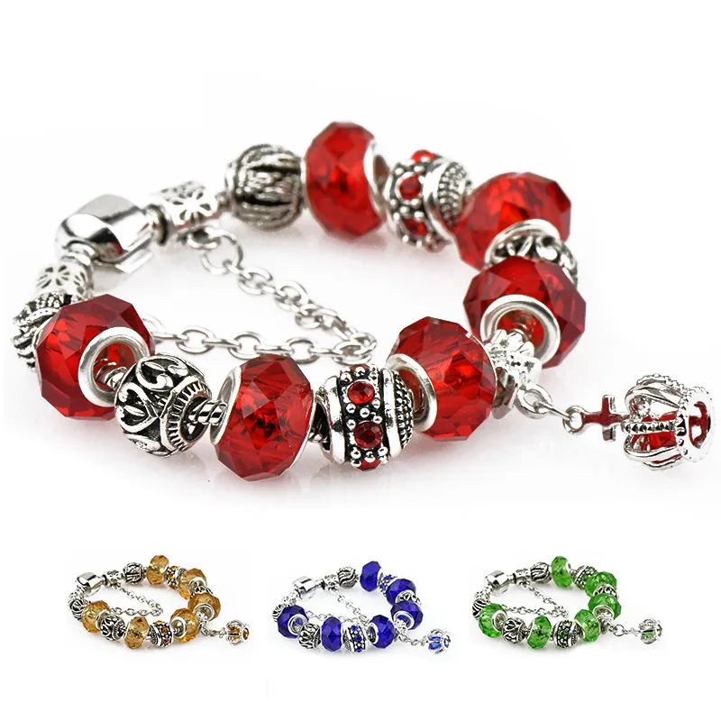 Cristal grand trou perles Bracelet à breloques Europe élégant bricolage perles Bracelets pour dames vente bijoux de mode en gros