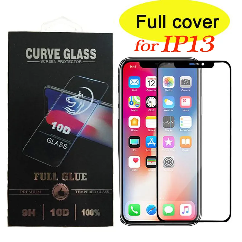 10D Volledige Cover Gehard Glas Screen Protector voor iPhone 13 12 Pro Max Coolpad Legacy LG Stylo5 Alcatel 7 G9 Play G Snel met retail hard pakket