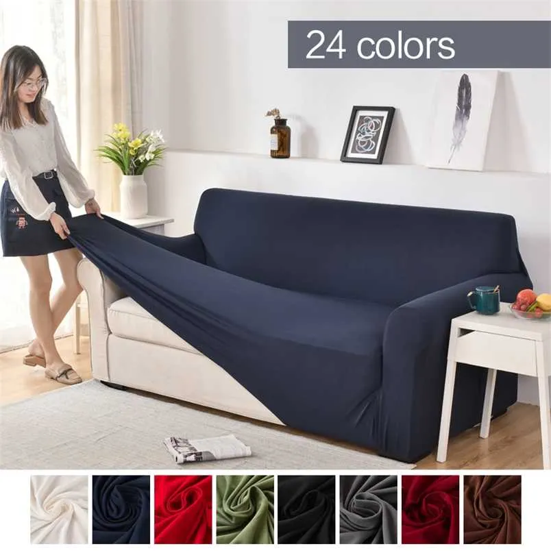 Solid färg hörn soffa täcker för vardagsrum elastisk spandex slipcovers soffa täcker stretch bäddsoffa l form behöver köpa 2piece 211102