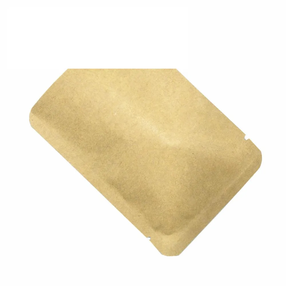 2021 Ny Brown Kraft Paper Aluminium Folie Öppna Top Mat Förpackning Väska Värme Tätning Flat Mylar Folie Candy Snack Vacuum Storage Packing Pouches