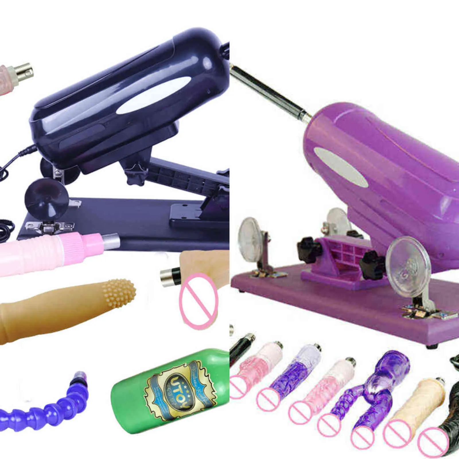 Fredorch Lay-On Sex Machine Vibrator with 8 Accessories, TPR Material, 14.6   5.9  3.5 in, Black/Purple/Pink from Dhgate Vibrators - price 186.36