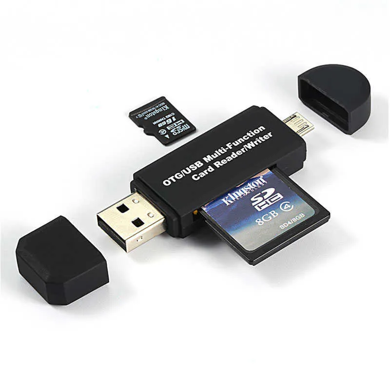 Allt-i-ett-kortläsare USB 2.0 /Micro USB SD /TF-kortadapter U Disk Laptop Accessories Flash Drive Smart Memory Card