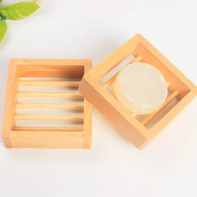 Grille Soap Boxes Wooden Square Draining Soaps Dish Bathroom Convenient Originality Storage Supplies