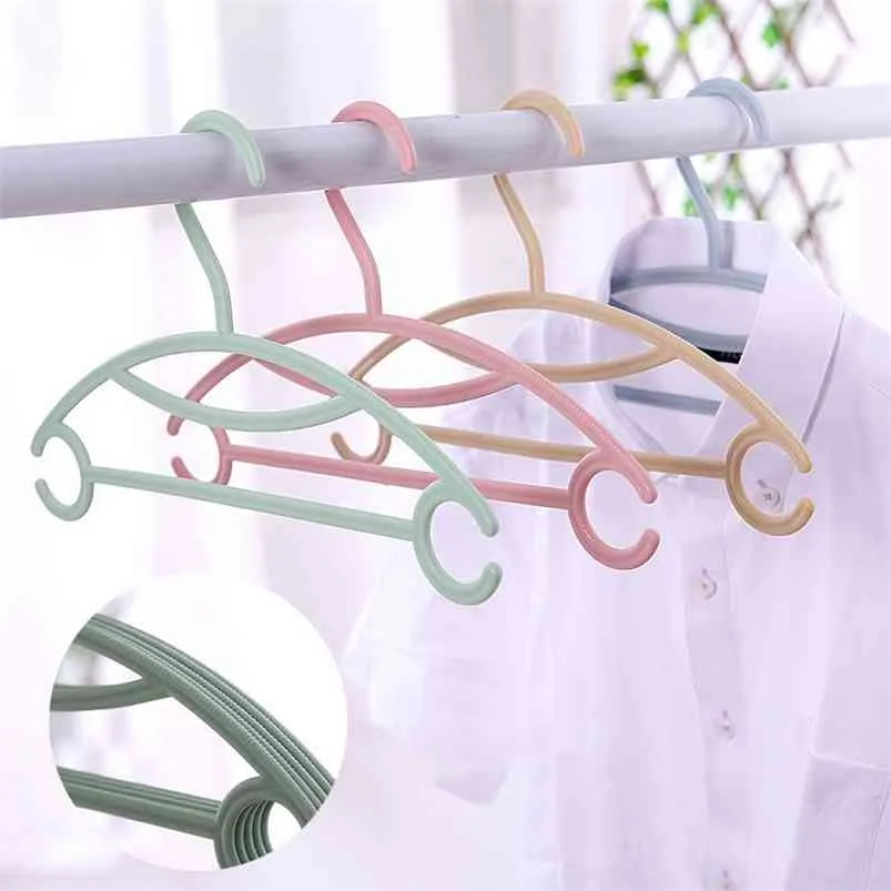 10pcs Multifunctional Non-slip Cothes Hanger for Bra Trousers Baby Kids Hangers Portable Hanging Plastic Clothe Dryers 210423