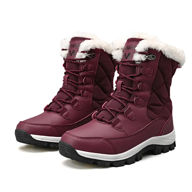 No Brand Women Boots High Low Black white wine red Classic #16 Ankle Short womens snow winter boot size 5-10