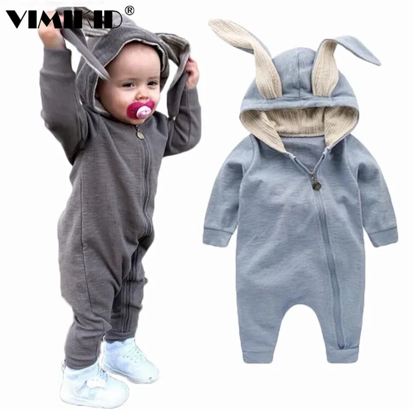 Вимикид осень младенца поднимается одежда милый кролик ушные комбинезоны Оправка до 210816