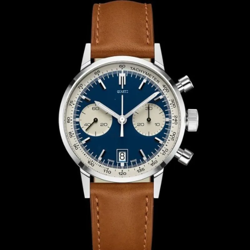 Nowe luksusowe zegarki męskie czarne stalowe etui gumowy pasek wyścigowy zegarek sportowy kwarc wielofunkcyjny kalendarz chronografu