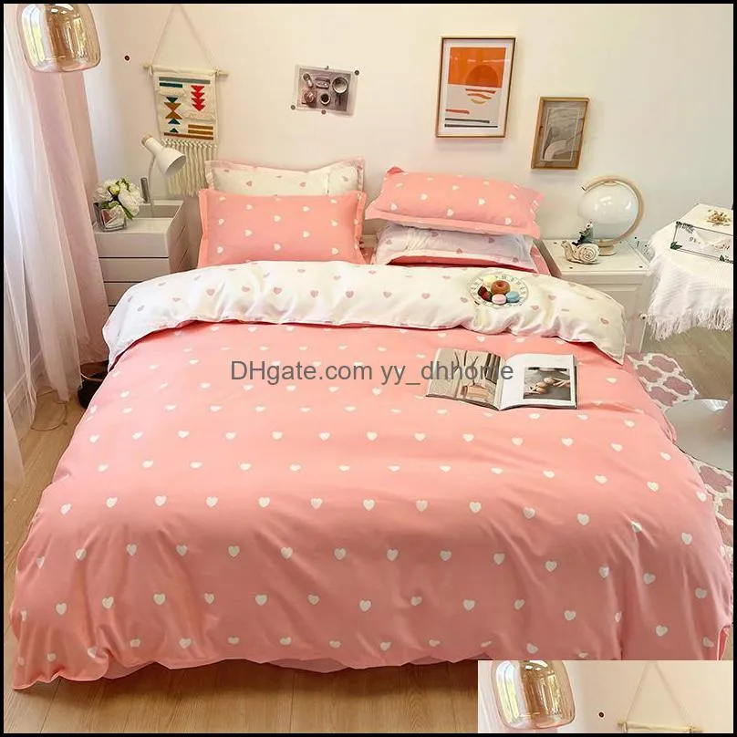 Bedding Sets 4PCS/Set Flat Bedsheet Set 5 Designs Duvet Cover Quilt With Pillowcase King Size Soft Breathable Home Textile