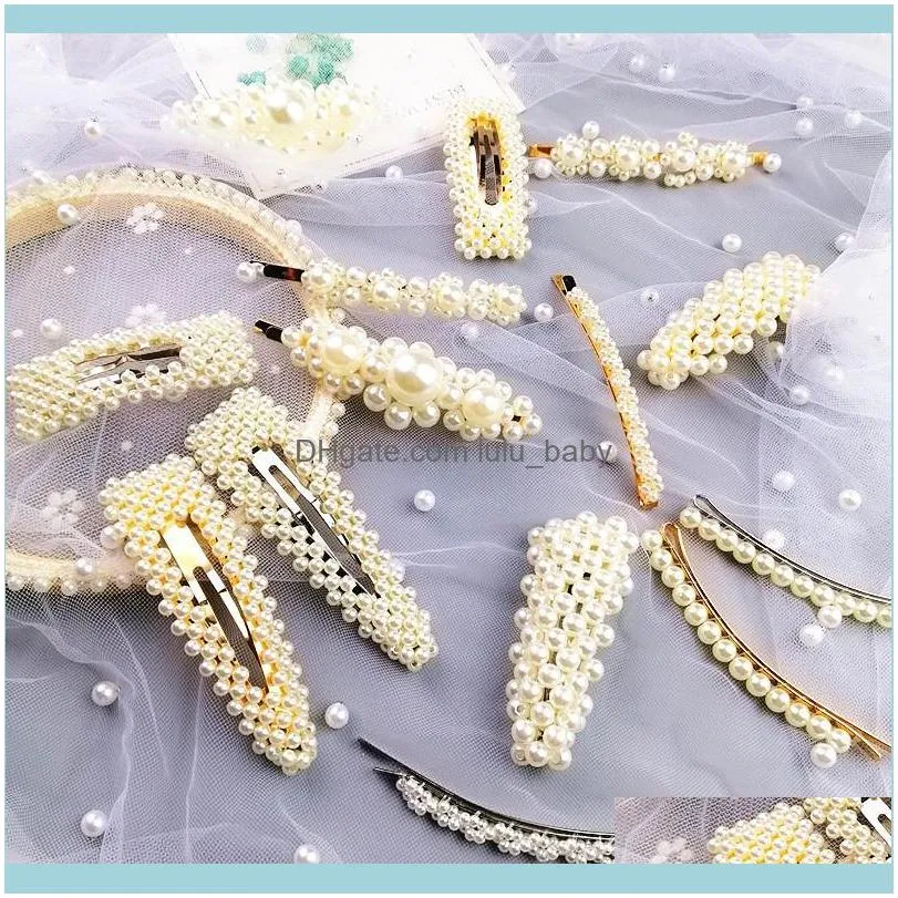 Hair Clips & Barrettes Ins Hairpin Word Fashion Korean Imitation Pearls Side Clip Women Girls Small Baby Headdress Jewelry